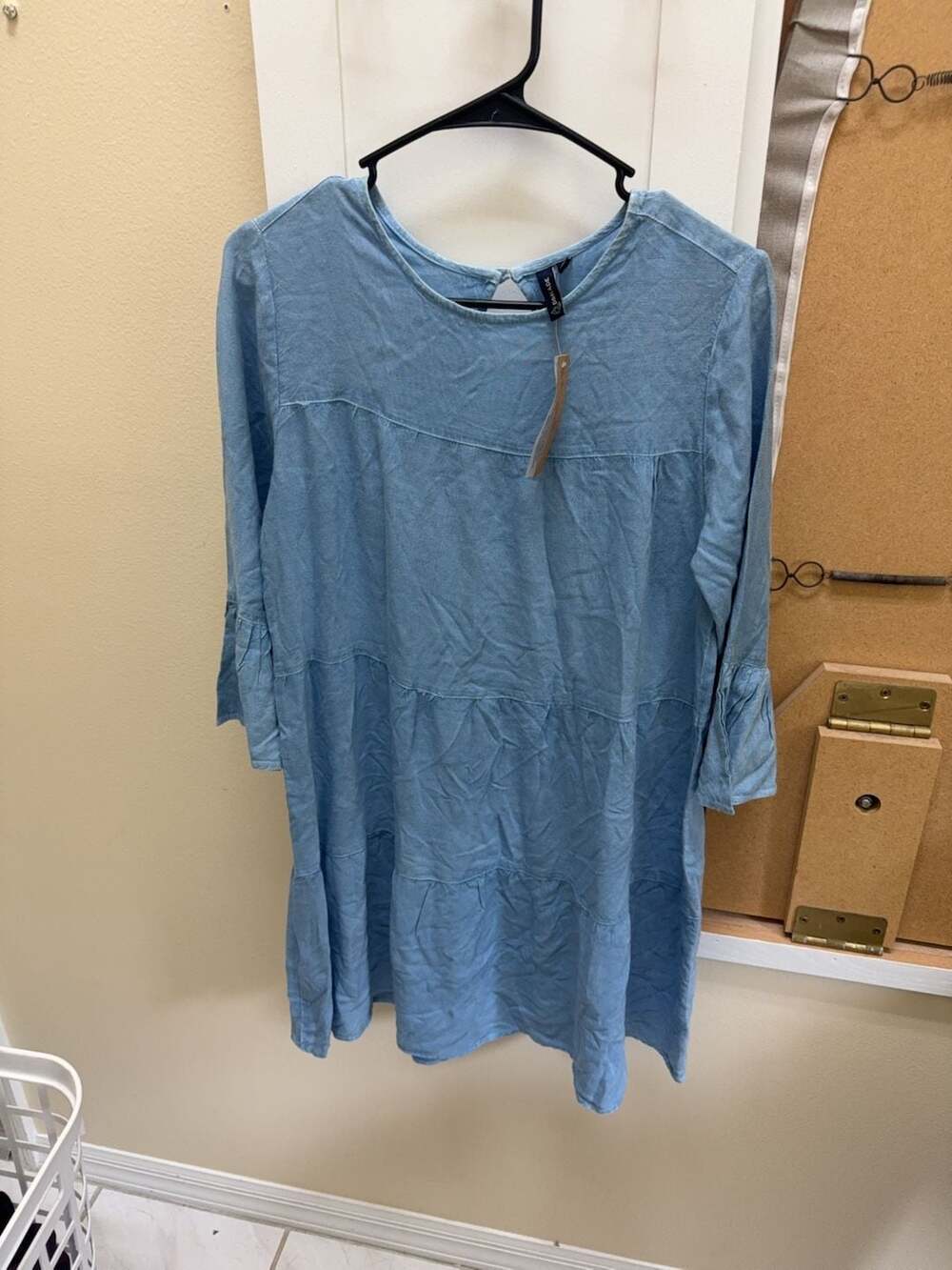 D&KADE Blue Tiered Bell Sleeve Dress Size S